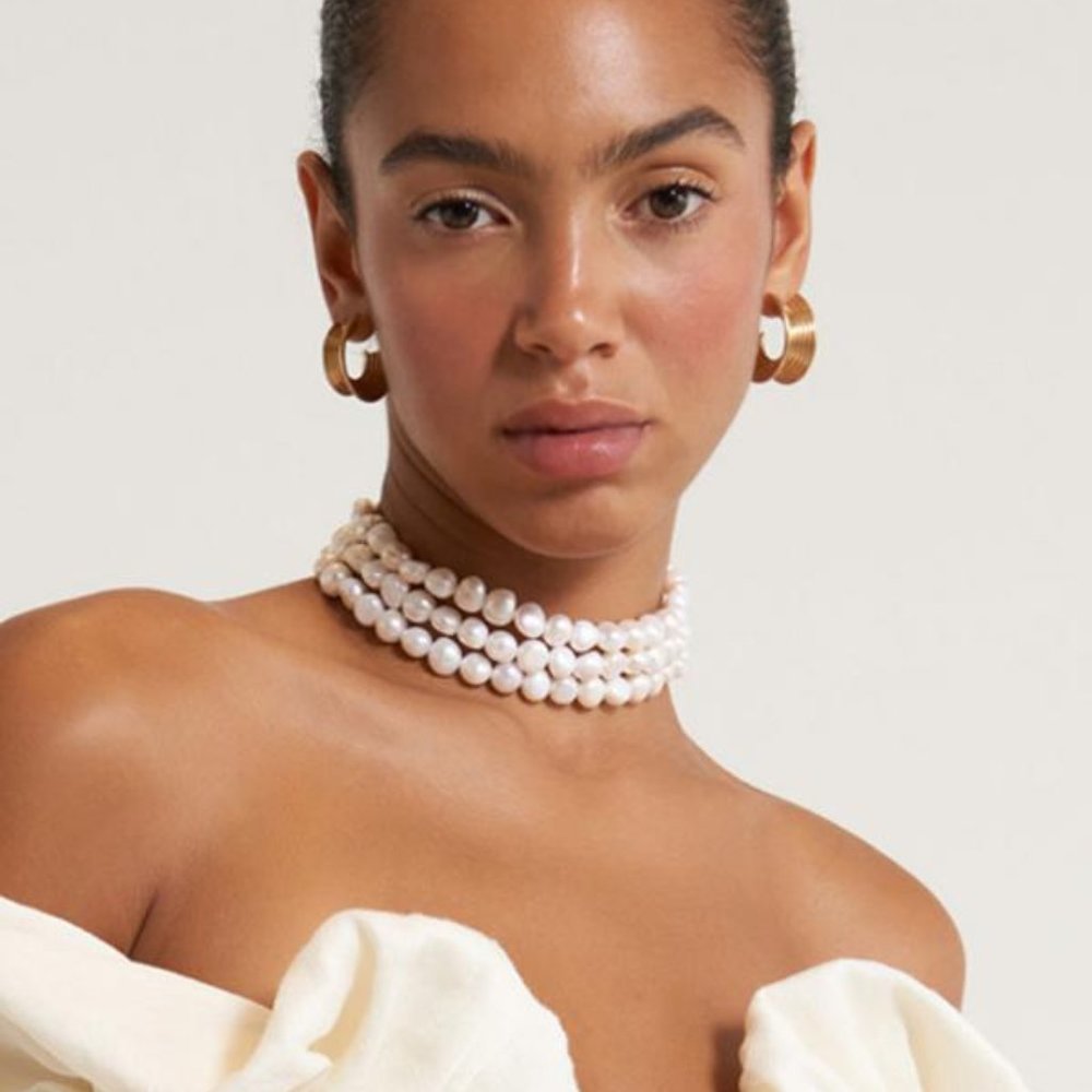 NWOT $287 Cult Gaia Women's Nora Choker - Pearl